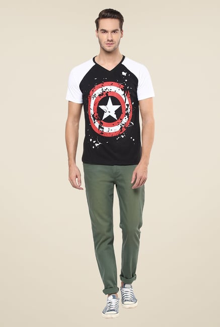 Yepme Marvel Captain America Shield Black Printed T Shirt Yepme Marvel Captain America Shield Black Printed T Shirt