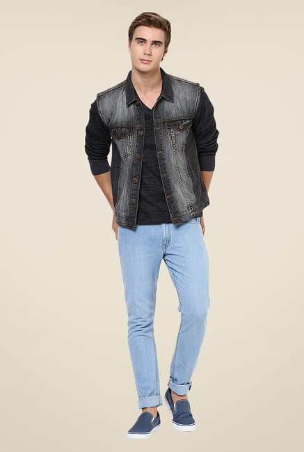 Yepme Grey Alfredo Solid Denim Jacket Yepme Grey Alfredo Solid Denim Jacket