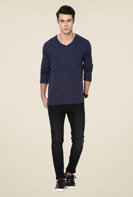 Yepme Alessandro Navy Printed T Shirt Yepme Alessandro Navy Printed T Shirt