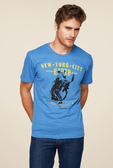 Yepme NYC Rodeo Blue Graphic Print T Shirt Yepme NYC Rodeo Blue Graphic Print T Shirt