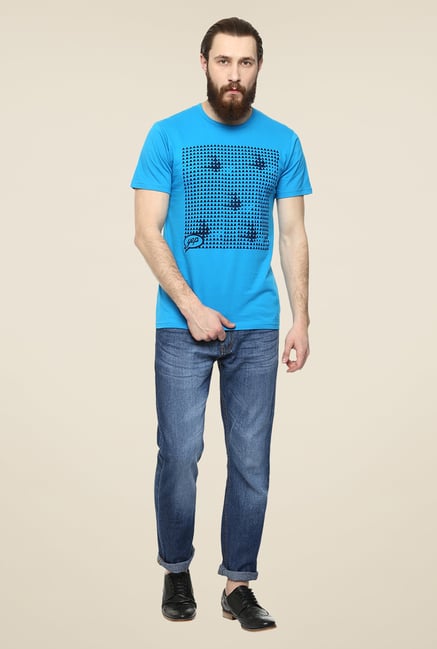 Yepme Triangle Grid Blue Graphic Print T Shirt Yepme Triangle Grid Blue Graphic Print T Shirt