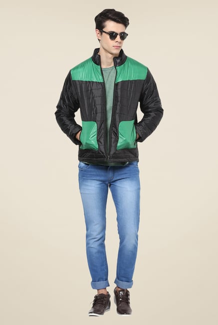 Yepme Black & Green Erik Quilted Jacket Yepme Black & Green Erik Quilted Jacket