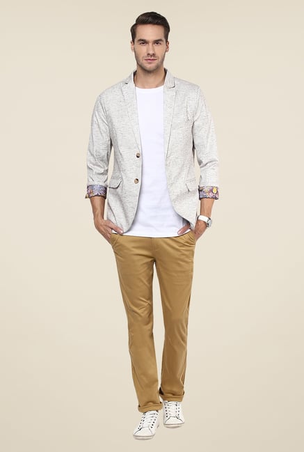 Yepme Off White Kerron Textured Blazer Yepme Off White Kerron Textured Blazer