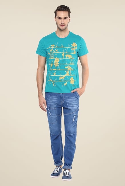 Yepme Blue Eco Ladder Printed T Shirt Yepme Blue Eco Ladder Printed T Shirt