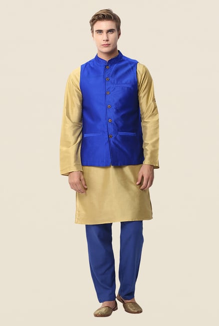Yepme Blue Jack Self Print Nehru Jacket Yepme Blue Jack Self Print Nehru Jacket