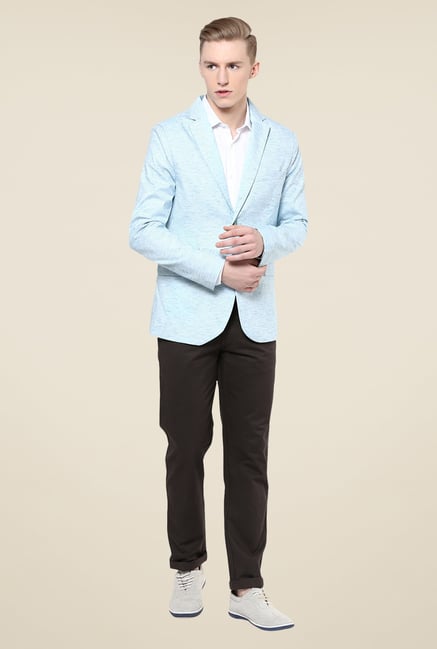 Yepme Light Blue Kerron Textured Blazer Yepme Light Blue Kerron Textured Blazer