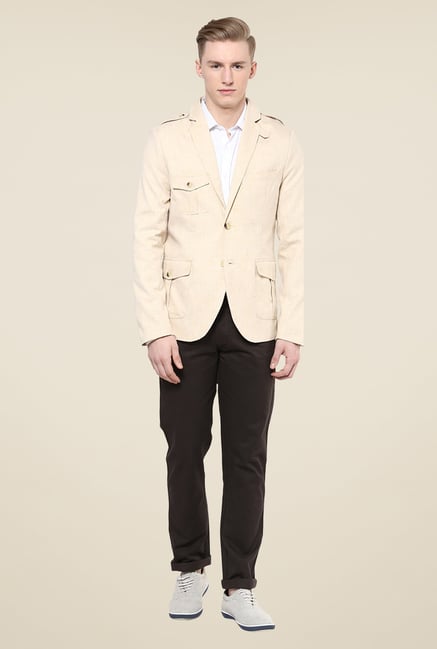 Yepme Beige Ashton Solid Blazer Yepme Beige Ashton Solid Blazer