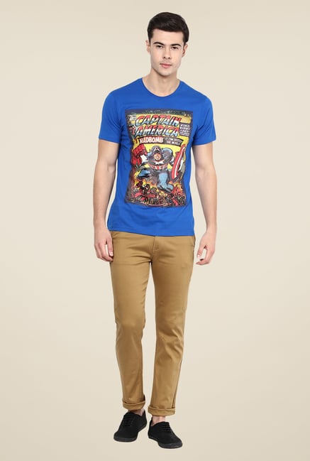 Yepme Marvel Captain America Cover Art Blue Printed T Shirt Yepme Marvel Captain America Cover Art Blue Printed T Shirt