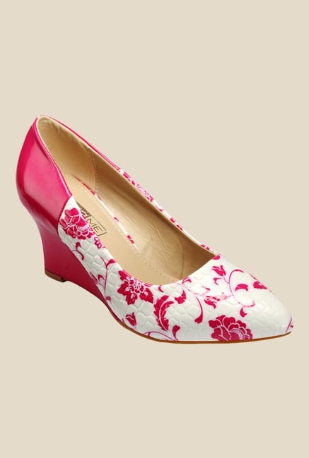 Yepme Pink & White Wedge Heeled Pumps Yepme Pink & White Wedge Heeled Pumps