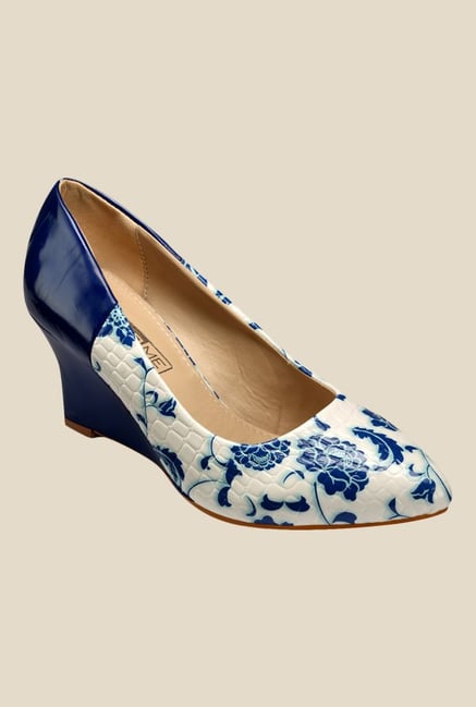 Yepme Blue & White Wedge Heeled Pumps Yepme Blue & White Wedge Heeled Pumps