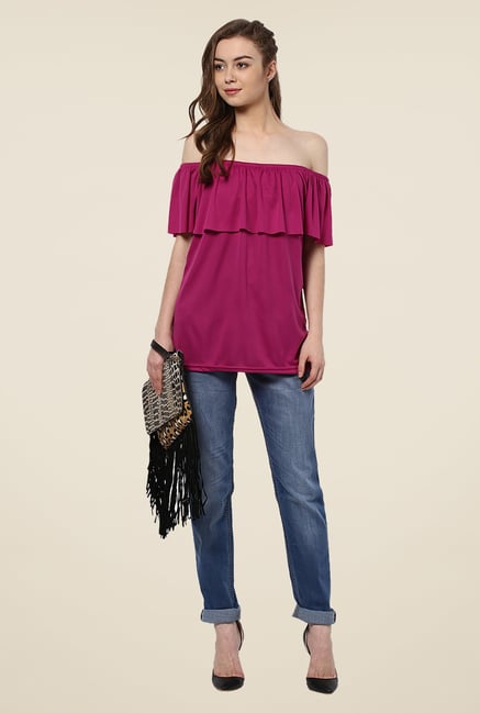 Yepme Magenta Seliana Off Shoulder Premium Top Yepme Magenta Seliana Off Shoulder Premium Top