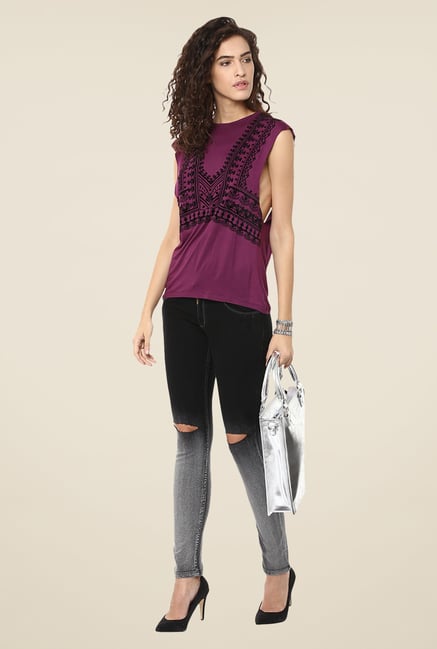 Yepme Purple Amelia Printed Party Top Yepme Purple Amelia Printed Party Top