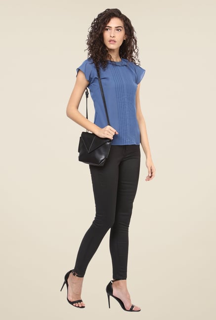 Yepme Blue Fringed Neck Top Yepme Blue Fringed Neck Top