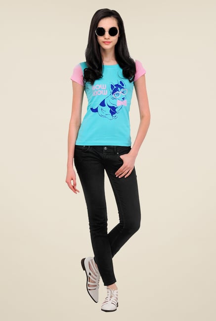 Yepme Puppy Bow Wow Blue T Shirt Yepme Puppy Bow Wow Blue T Shirt