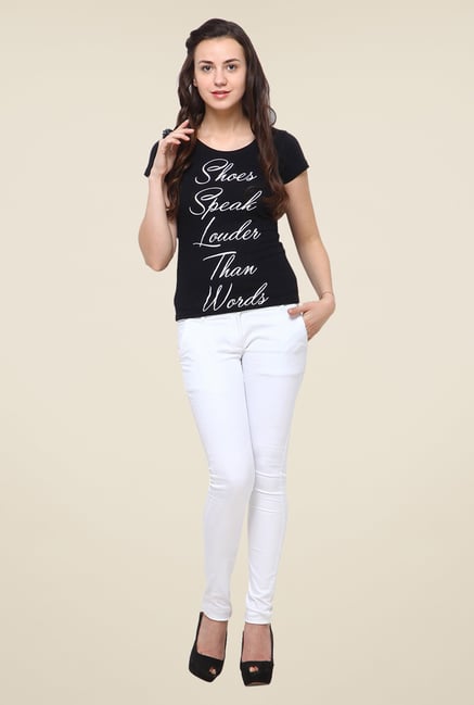 Yepme Shoes Speaks Black T Shirt Yepme Shoes Speaks Black T Shirt