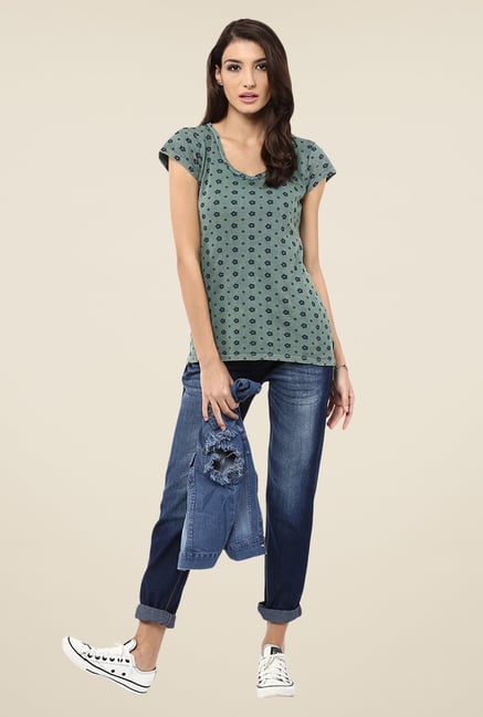 Yepme Melinda Overdye Olive T Shirt Yepme Melinda Overdye Olive T Shirt