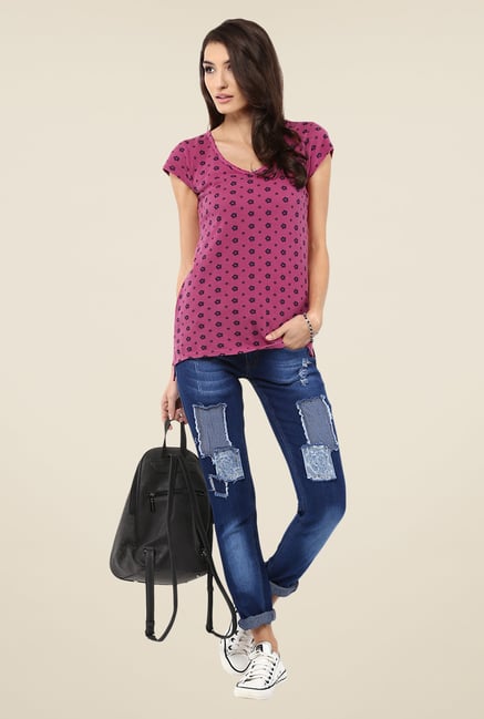 Yepme Melinda Overdyed Magenta T Shirt Yepme Melinda Overdyed Magenta T Shirt