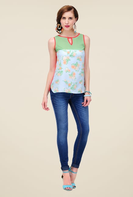 Yepme Blue Cecilia Floral Print Top Yepme Blue Cecilia Floral Print Top