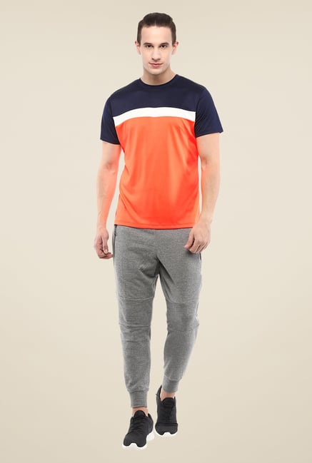 Yepme Orange & Blue Cyril High Performance Active T-shirt Yepme Orange & Blue Cyril High Performance Active T-shirt