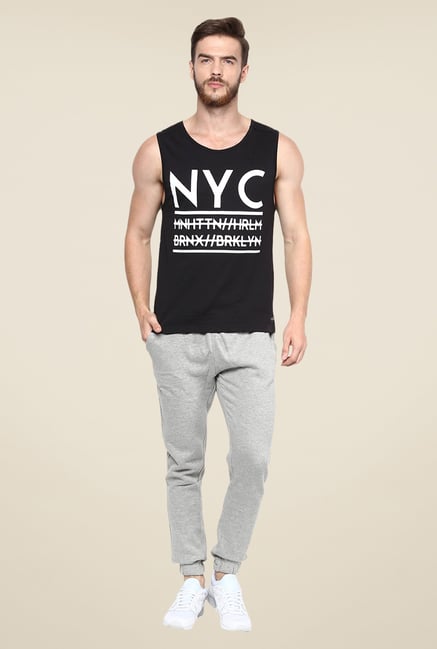 Yepme Black Leo NYC Print High Performance Muscle T-shirt Yepme Black Leo NYC Print High Performance Muscle T-shirt