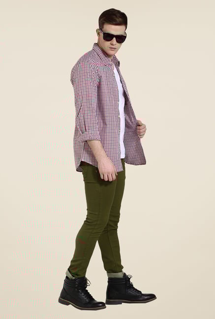 Yepme Red Andrew Premium Check Shirt Yepme Red Andrew Premium Check Shirt