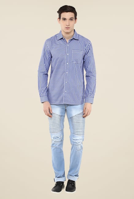 Yepme Blue Stefan Striped Shirt Yepme Blue Stefan Striped Shirt