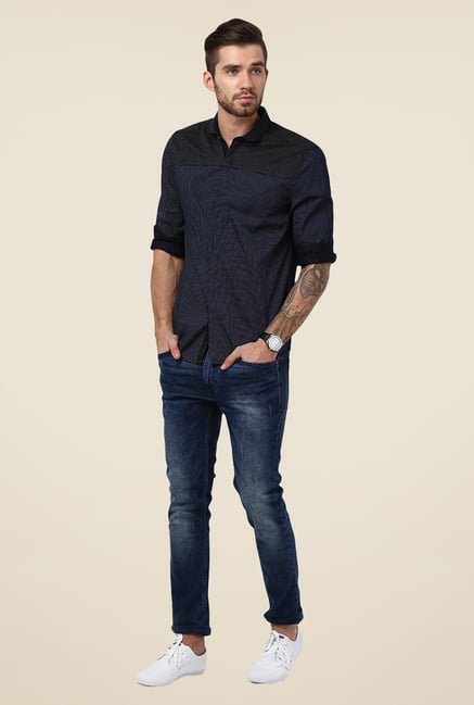 Yepme Navy Ashten Premium Shirt Yepme Navy Ashten Premium Shirt