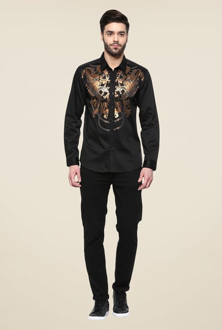 Yepme Black Abdon Foil Print Party Shirt Yepme Black Abdon Foil Print Party Shirt