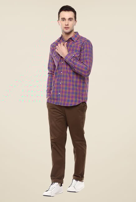 Yepme Blue & Red Convey Checks Shirt Yepme Blue & Red Convey Checks Shirt