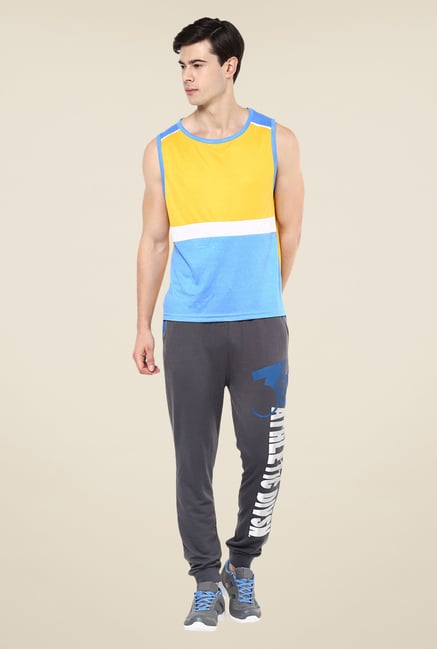 Yepme Yellow & Blue Kody Muscle T-shirt Yepme Yellow & Blue Kody Muscle T-shirt