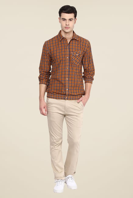 Yepme Brown Francis Slim Fit Shirt Yepme Brown Francis Slim Fit Shirt