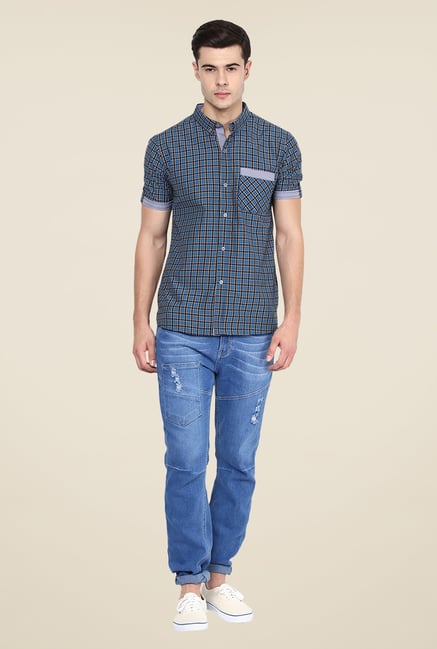 Yepme Blue Harold Slim Fit Shirt Yepme Blue Harold Slim Fit Shirt
