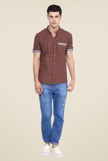 Yepme Brown Francis Slim Fit Shirt Yepme Brown Francis Slim Fit Shirt