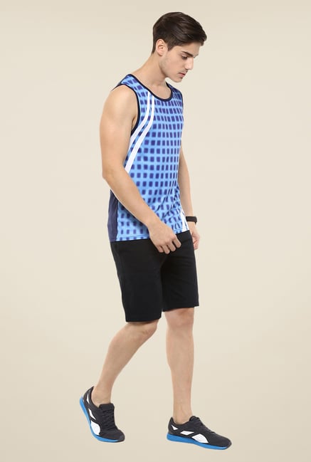 Yepme Blue Axel Faded Checks Muscle T-shirt Yepme Blue Axel Faded Checks Muscle T-shirt