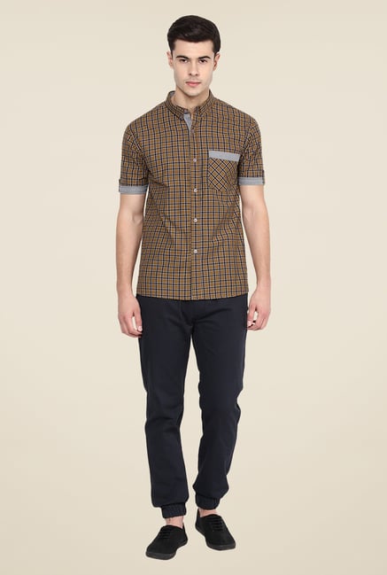 Yepme Brown Harold Slim Fit Shirt Yepme Brown Harold Slim Fit Shirt