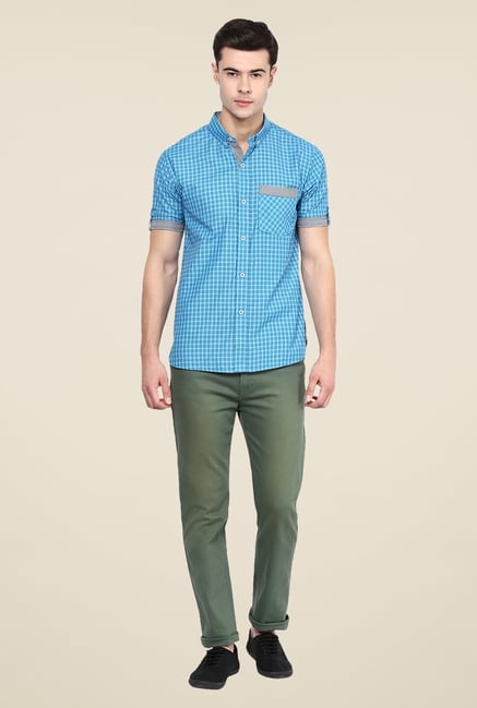Yepme Blue Harold Slim Fit Shirt Yepme Blue Harold Slim Fit Shirt