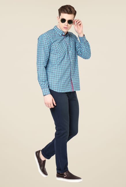 Yepme Blue Marcus Check Shirt Yepme Blue Marcus Check Shirt