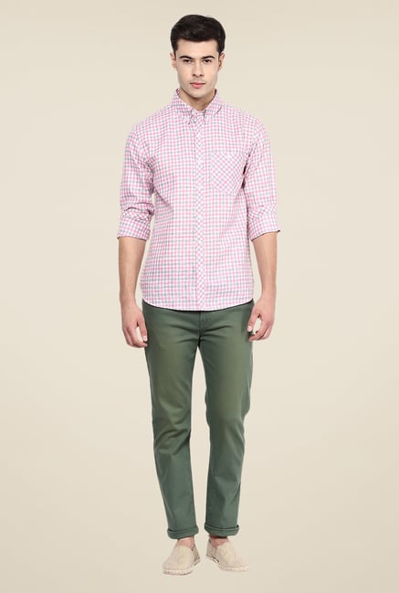 Yepme Pink Henry Linen Check Shirt Yepme Pink Henry Linen Check Shirt