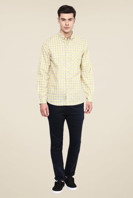 Yepme Yellow Henry Linen Check Shirt Yepme Yellow Henry Linen Check Shirt