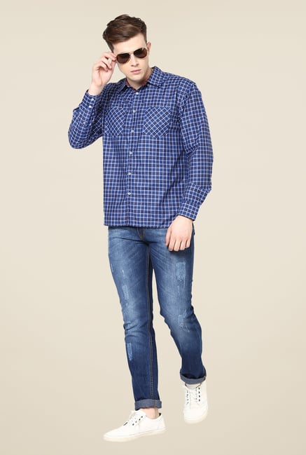 Yepme Blue Marcus Check Shirt Yepme Blue Marcus Check Shirt