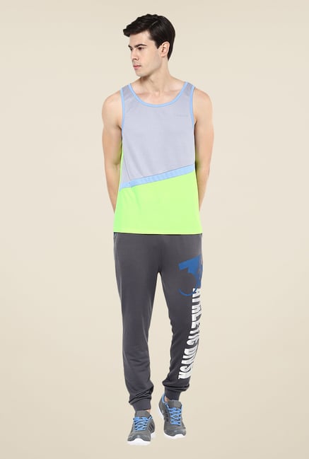Yepme Grey & Green Baron Muscle Vest Yepme Grey & Green Baron Muscle Vest