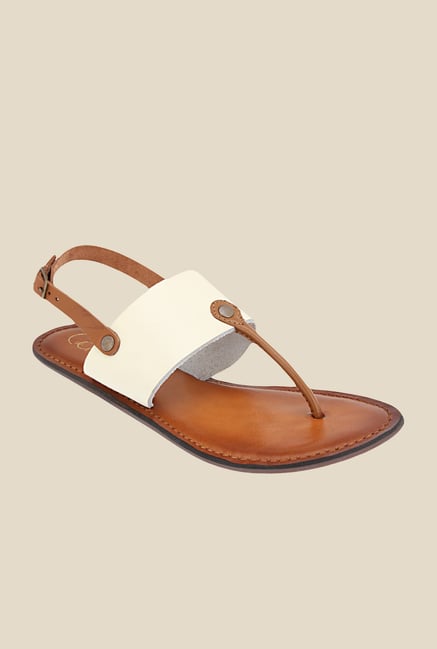 Catwalk White & Brown Back Strap Sandals Catwalk White & Brown Back Strap Sandals