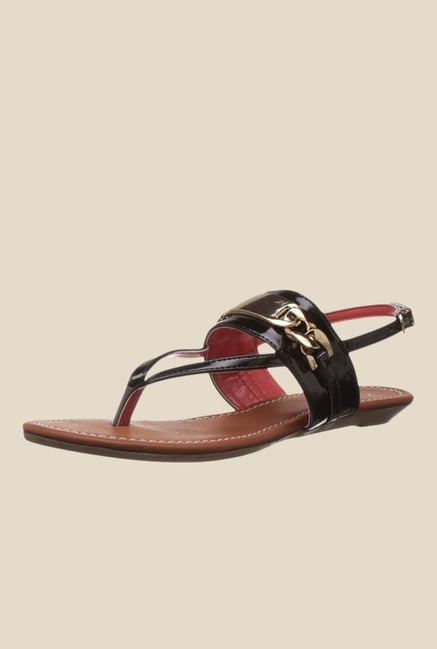 Catwalk Black & Golden Back Strap Sandals Catwalk Black & Golden Back Strap Sandals