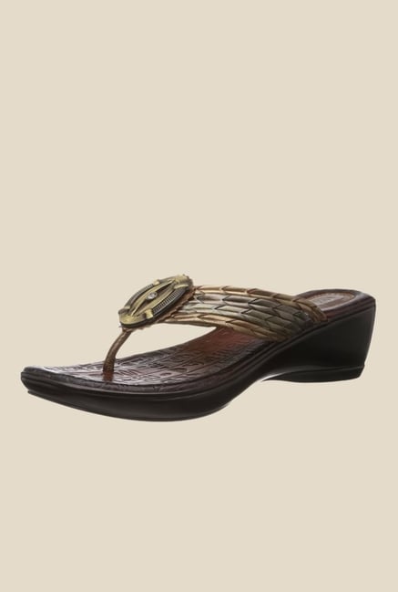 Catwalk Bronze Wedge Heeled Thong Sandals Catwalk Bronze Wedge Heeled Thong Sandals