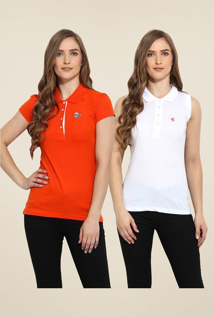 Duke Stardust Orange & White Solid T Shirt (Pack of 2) Duke Stardust Orange & White Solid T Shirt (Pack of 2)