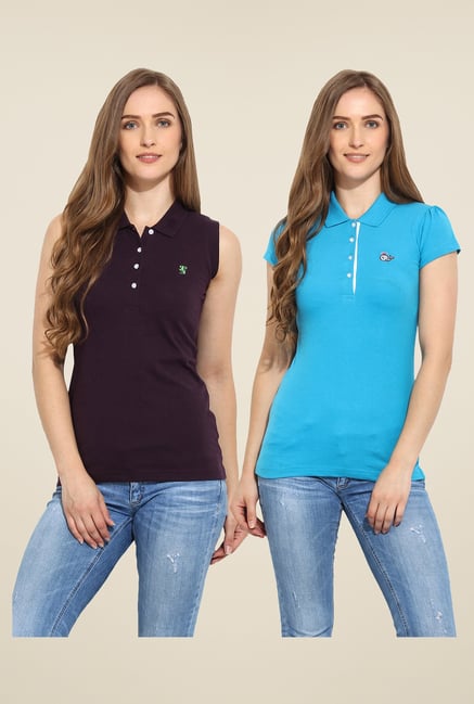 Duke Stardust Purple & Blue Solid T Shirt (Pack of 2) Duke Stardust Purple & Blue Solid T Shirt (Pack of 2)