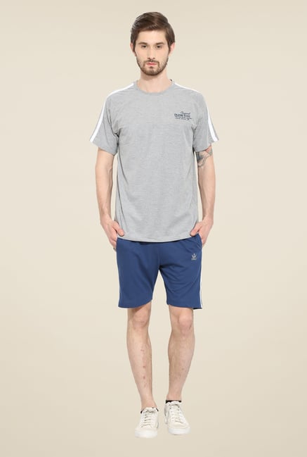 Duke Stardust Grey and Blue Solid Bermuda Set Duke Stardust Grey and Blue Solid Bermuda Set