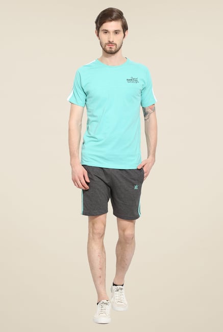 Duke Stardust Turquoise & Grey Solid Bermuda Set Duke Stardust Turquoise & Grey Solid Bermuda Set