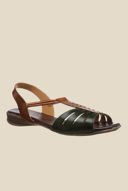 Catwalk Green & Brown Sling Back Sandals Catwalk Green & Brown Sling Back Sandals