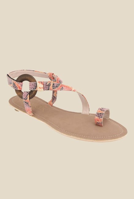 Catwalk Orange & Black Toe Ring Sandals Catwalk Orange & Black Toe Ring Sandals